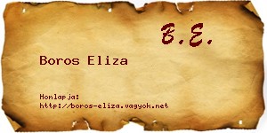 Boros Eliza névjegykártya
